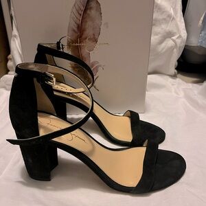 Suede. Black. Size 8.5. Jessica Simpson heels. Used, good condition.